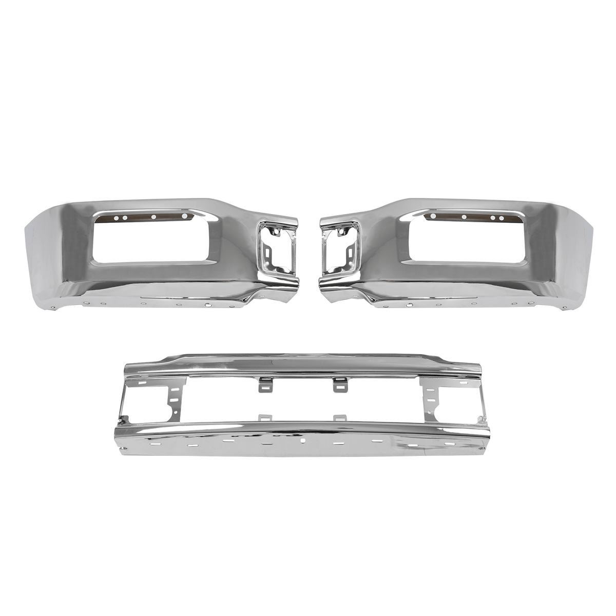 Chrome Front Bumper Cover Face Bar W/ Fog Light Hole Fit for Ford F-150 2018-20