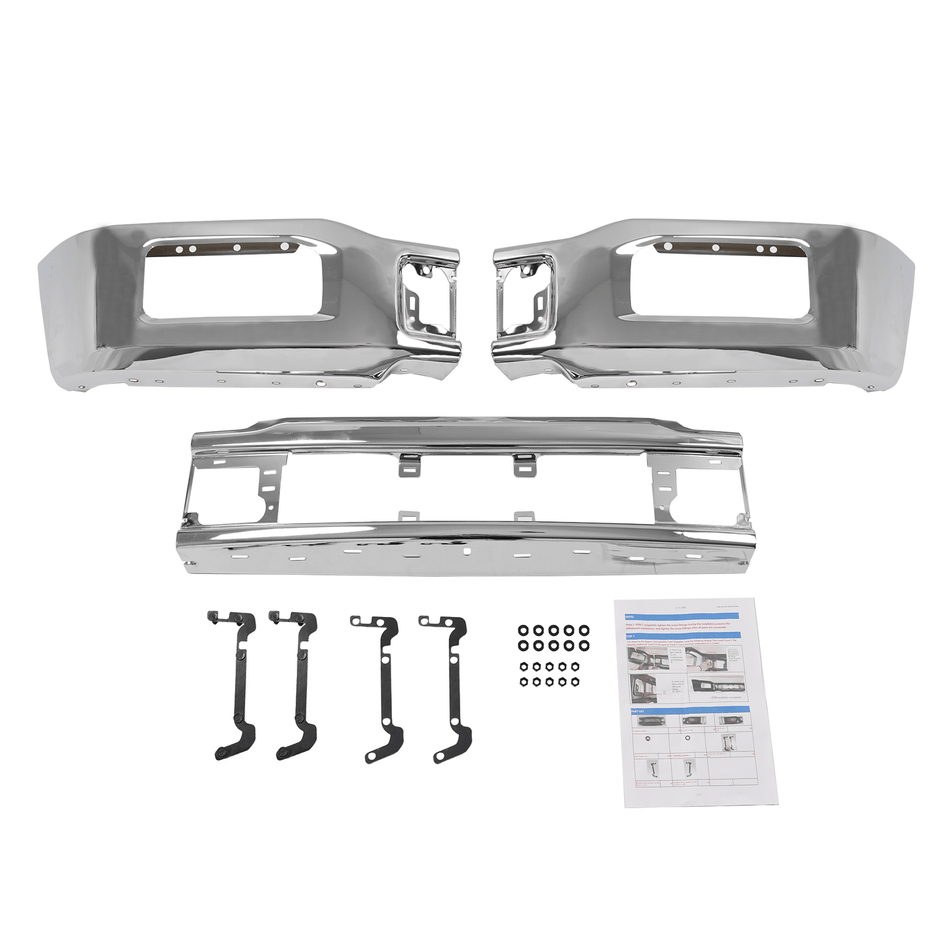 Chrome Front Bumper Cover Face Bar W/ Fog Light Hole Fit for Ford F-150 2018-20