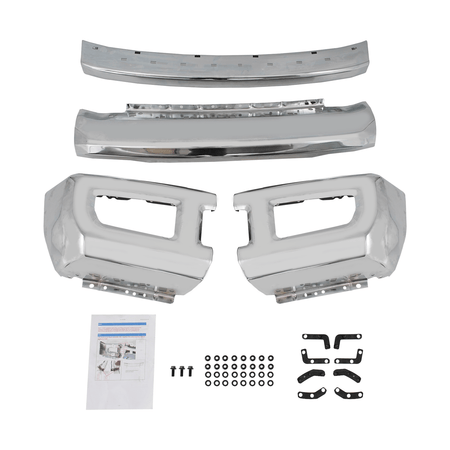 Chrome Front Bumper Face Bar fit for Ford F250 F350 Super Duty 17-19 w/ Fog hole
