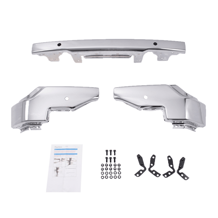 Chrome Front Side Bumper Face Bar w/ Radar Hole Fit For GMC Sierra 1500 2022-24