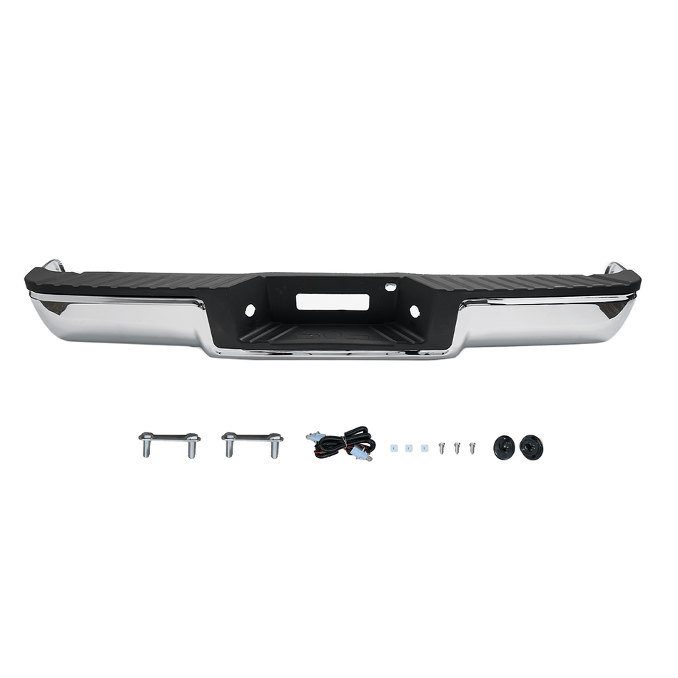 Chrome Rear Step Bumper Assembly Fit For Ford F-150 2004 2005 w/o Sensor Holes