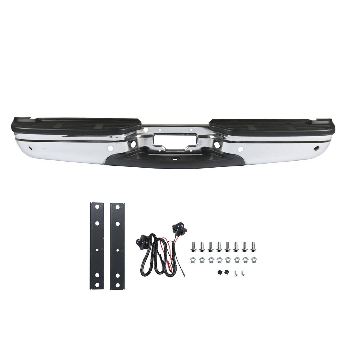 Chrome Rear Step Bumper w/Sensor Holes Fit For Ford F250 F350 Super Duty 99-07