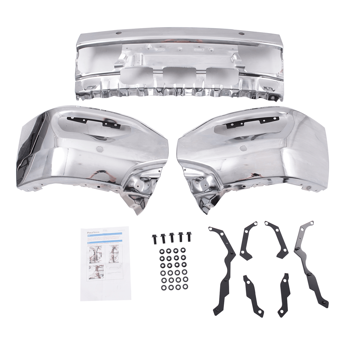 Chrome Steel Front Bumper Bar fit for GMC Sierra 1500 16-18 w/Fog w/Park hole
