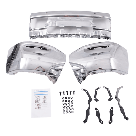 Chrome Steel Front Bumper Bar fit for GMC Sierra 1500 16-18 w/Fog w/Park hole