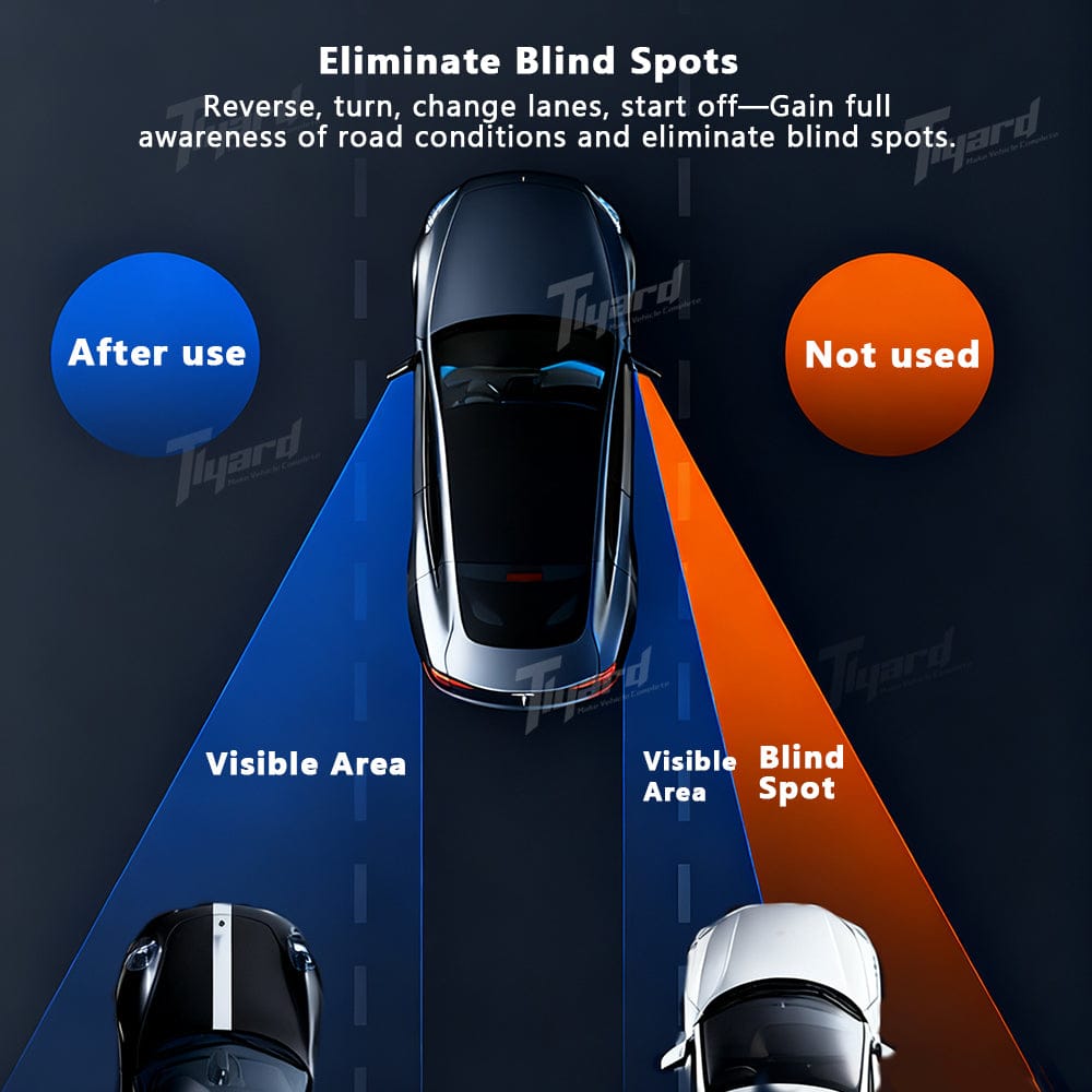 Model 3/ 3 Highland & Model Y/ Y Juniper Replacement Mirror Glass with Built-in Blind Spot Indicator 2PCS Set | Tlyard