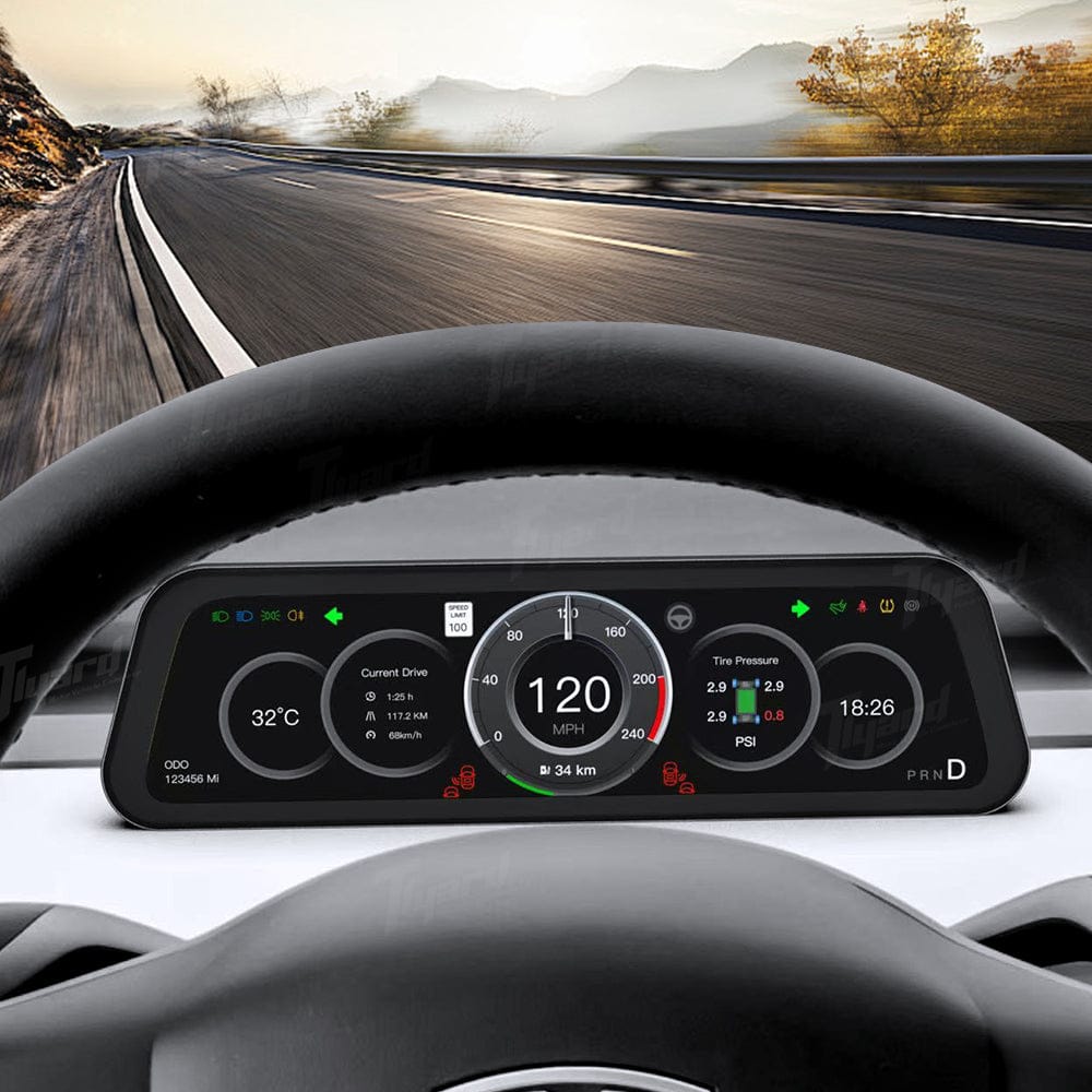 T9 Pro 9.6-inch Gen 2 CarPlay Head-Up Touch Display Instrument Cluster for Tesla Model 3/Y/Model 3 Highland/Model Y Juniper