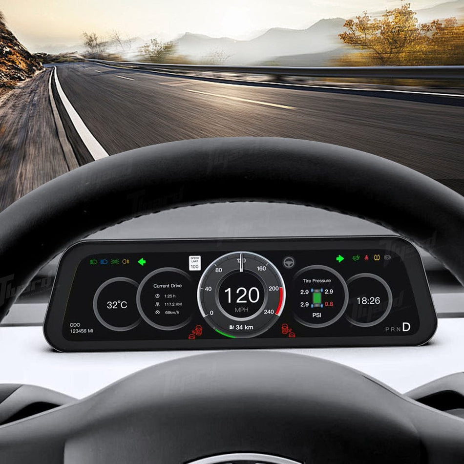 T9 Pro 9.6-inch Gen 2 CarPlay Head-Up Touch Display Instrument Cluster for Tesla Model 3/Y/Model 3 Highland/Model Y Juniper