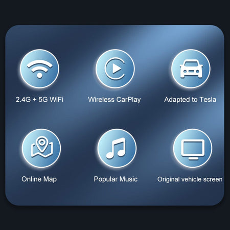 Tesla Wireless CarPlay Android Auto Adapter Box 2.4G + 5G Wifi For Model 3 & Y & S & X