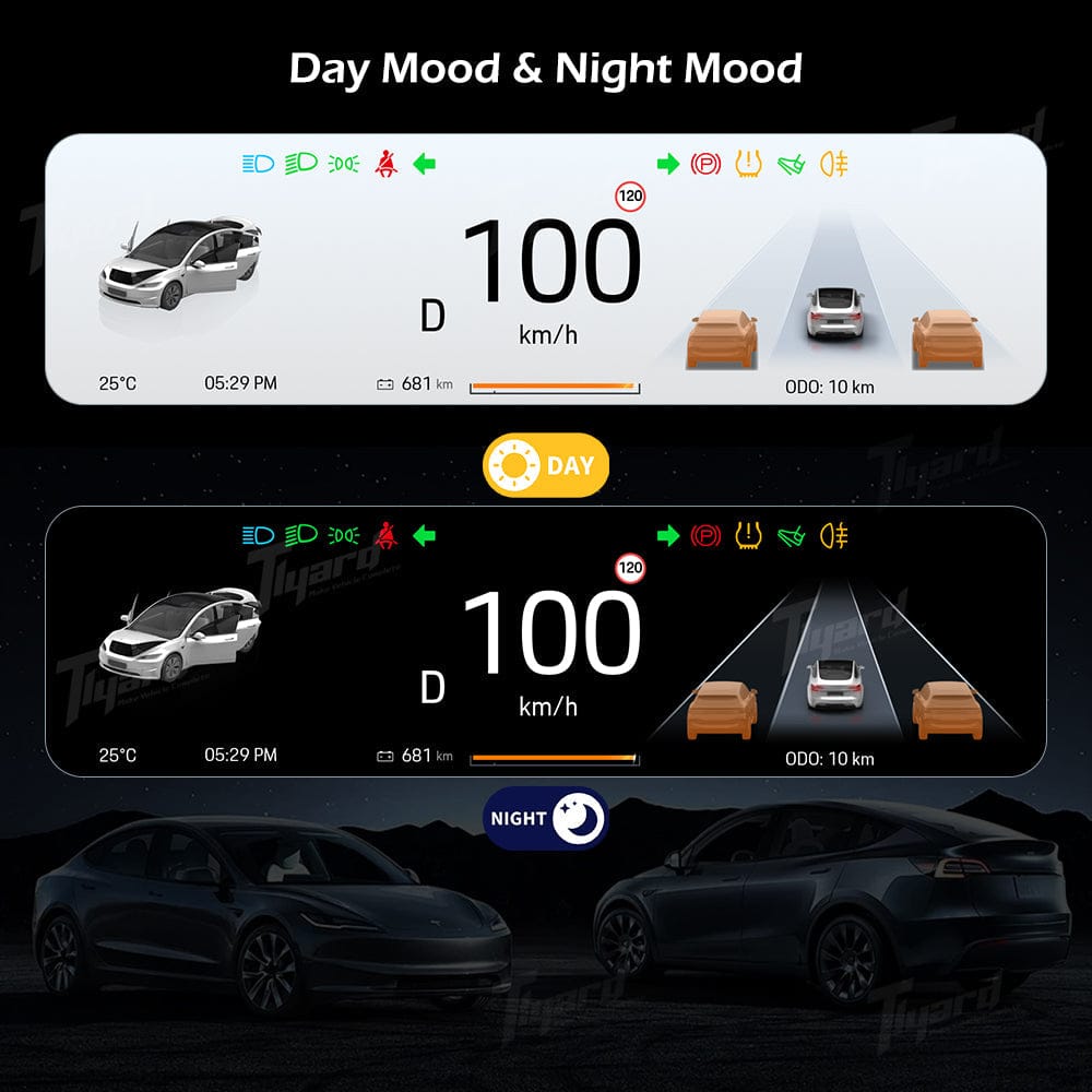 Tlyard T15Pro 9.6-inch Gen 3 Instrument Cluster Touchscreen Head Up Display for Model 3/3 Highland & Model Y/2026 Model Y Juniper