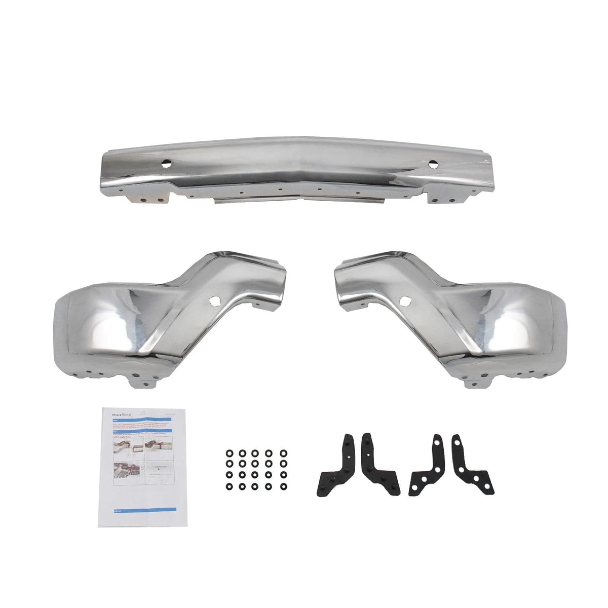 Fit For Chevy Silverado 1500 22-2023 W/Holes Steel Front Bumper Face Bar Chrome