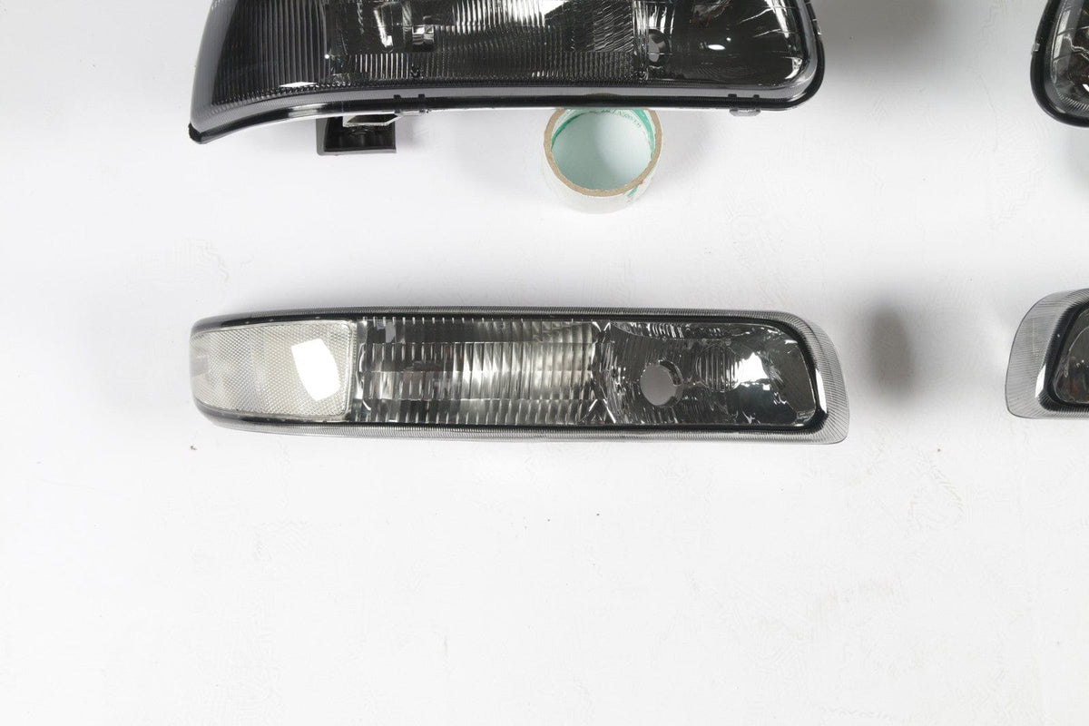 Fit For Chevy Silverado Suburban Tahoe 99-06 4Pcs Headlights Clear Corner Black