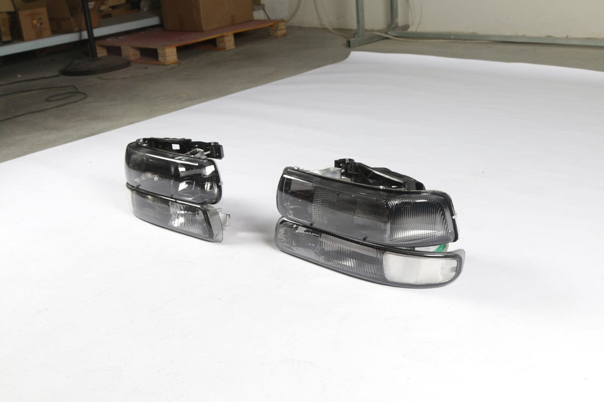 Fit For Chevy Silverado Suburban Tahoe 99-06 4Pcs Headlights Clear Corner Black