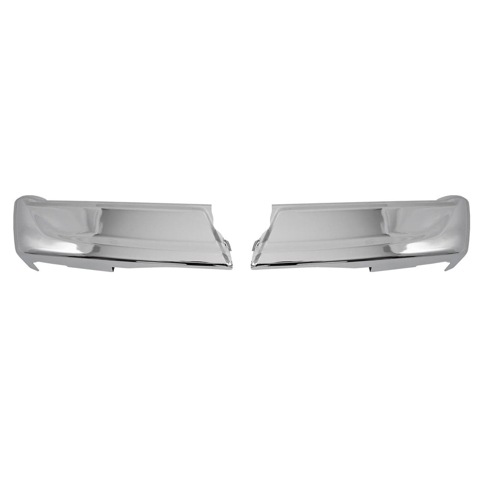Fit For Ford F-150 21-24 Chrome Steel Rear Bumper End Cap w/o Sensor Holes