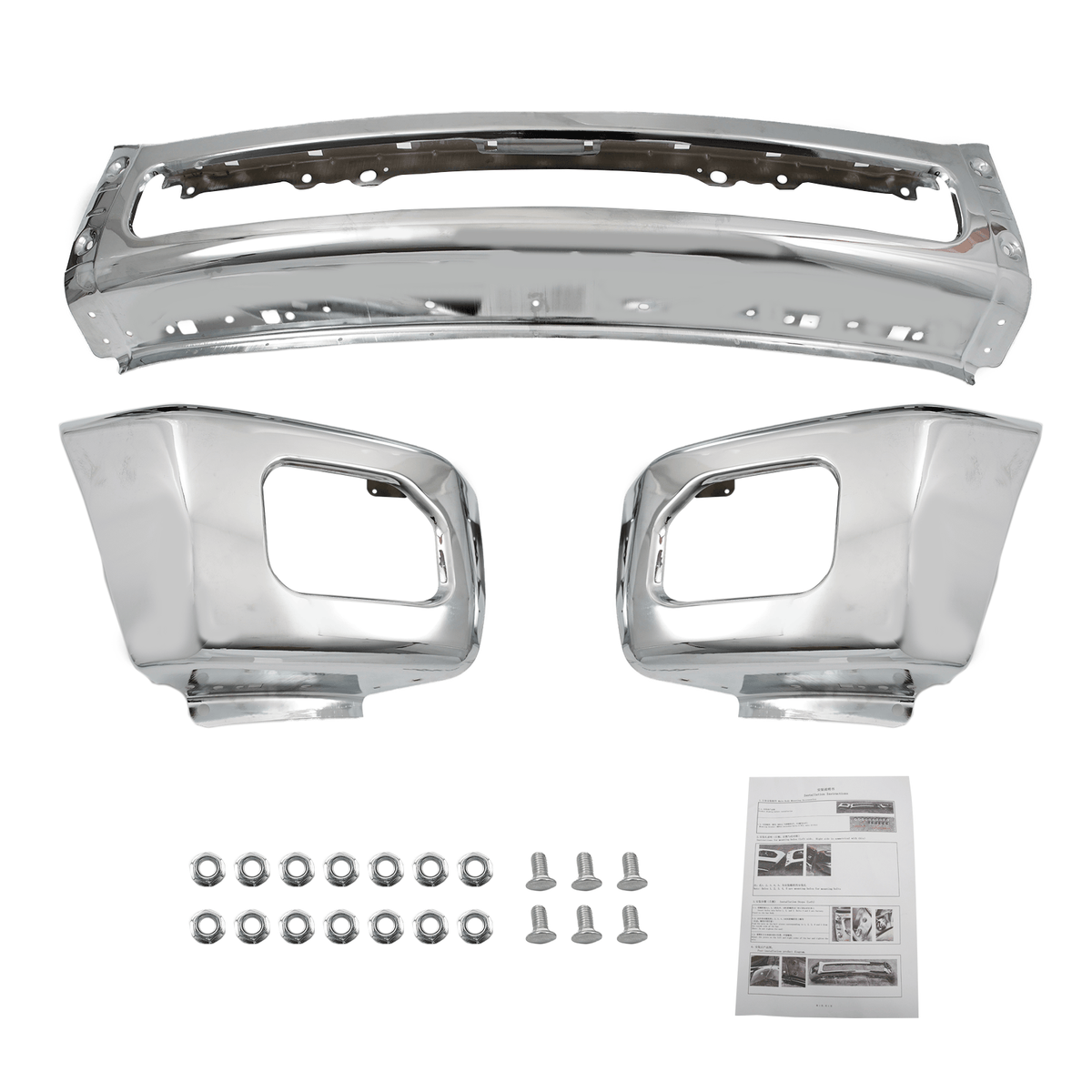 Fit For Ford F250 F350 Super Duty 11-16 Chrome Front Bumper Face Bar w/ Fog Hole
