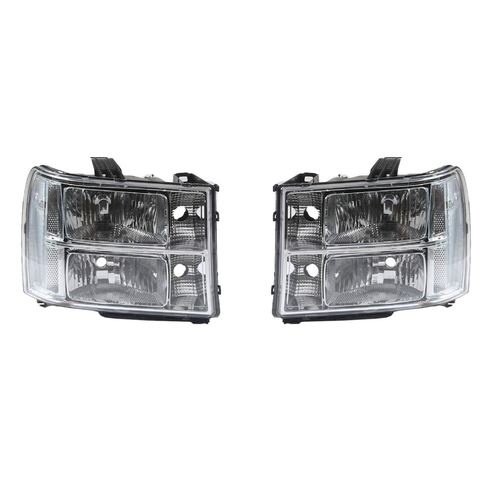 Fit For GMC Sierra 1500 2500HD 3500HD 07-2014 Headlight Headlamps Chrome Housing