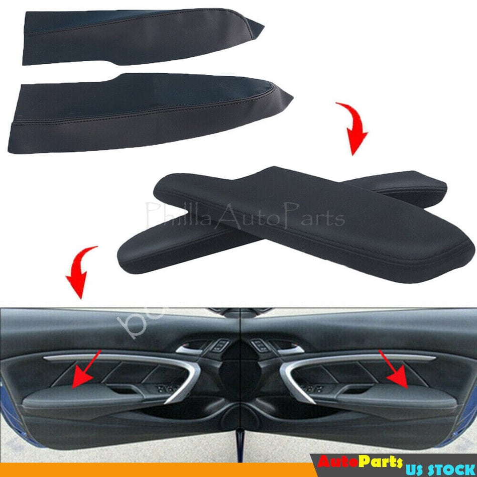 Fit For Honda Civic 06-11 Replacement Vinyl Door Panels Armrest Cover Black 2Pcs
