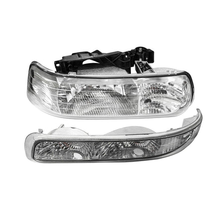 Fit For Silverado 99-02 Suburban Tahoe 00-06 Chrome Headlights Bumper Lights