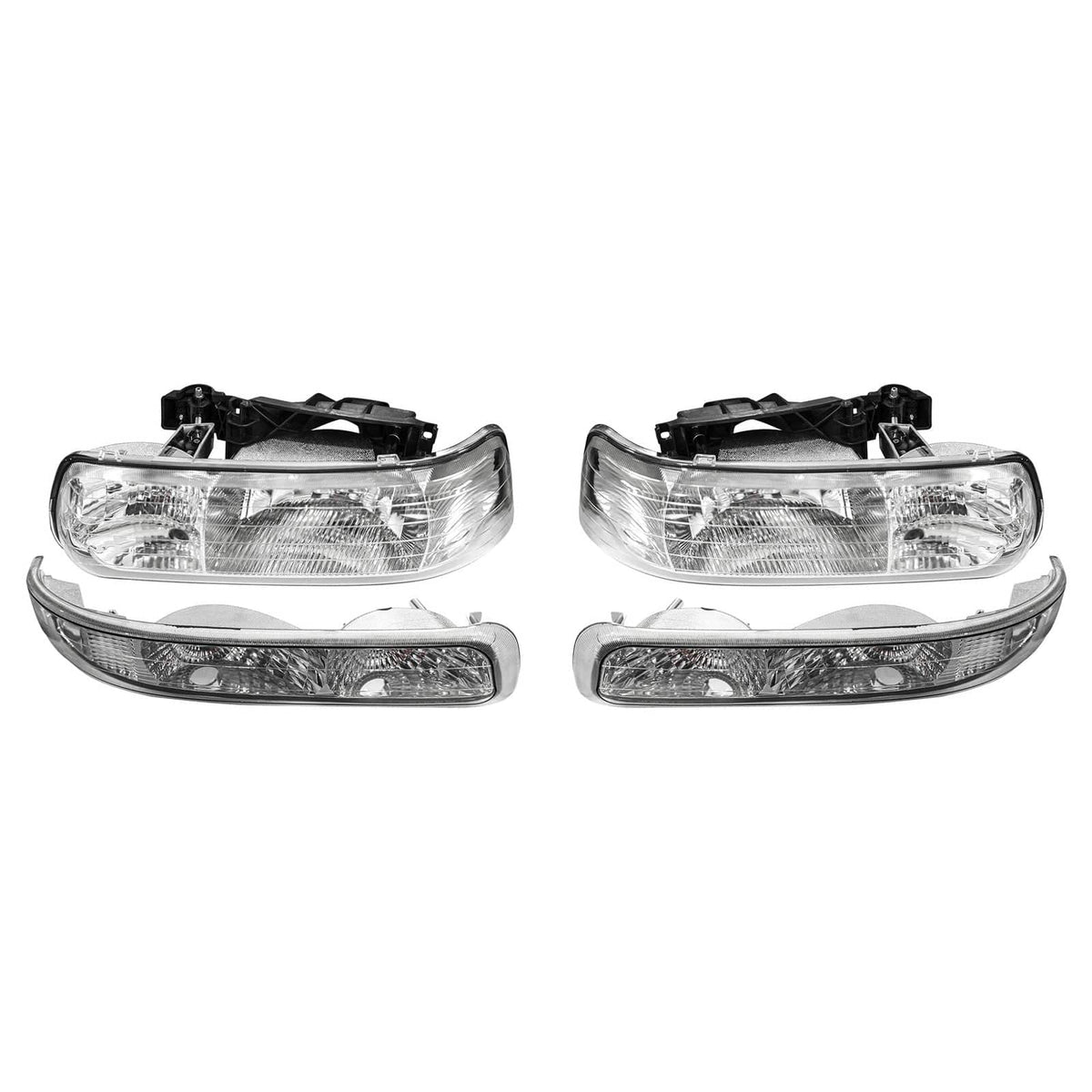 Fit For Silverado 99-02 Suburban Tahoe 00-06 Chrome Headlights Bumper Lights
