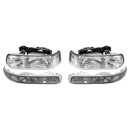 Fit For Silverado 99-02 Suburban Tahoe 00-06 Chrome Headlights Bumper Lights