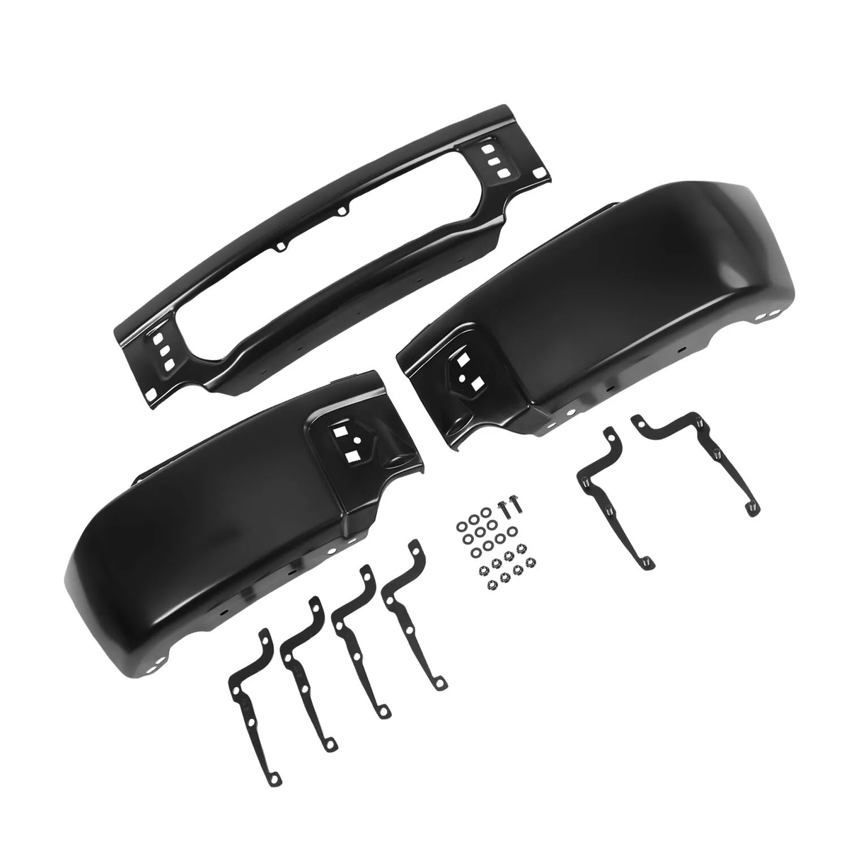 Front Black Steel Bumper Face Bar Fit For Ford F150 2009-2014 w/o Fog Light Hole
