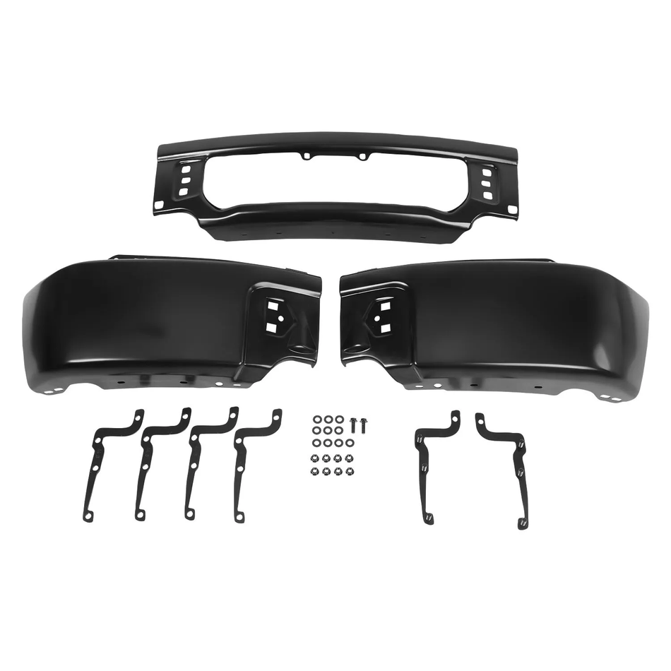 Front Black Steel Bumper Face Bar Fit For Ford F150 2009-2014 w/o Fog Light Hole