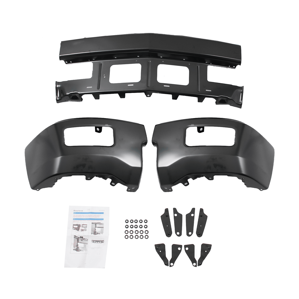 Front Bumper Cover Face Bar Steel W/ Fog Hole Fit For Chevy Silverado 1500 14-15
