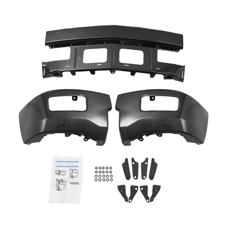 Front Bumper Cover Face Bar Steel W/ Fog Hole Fit For Chevy Silverado 1500 14-15