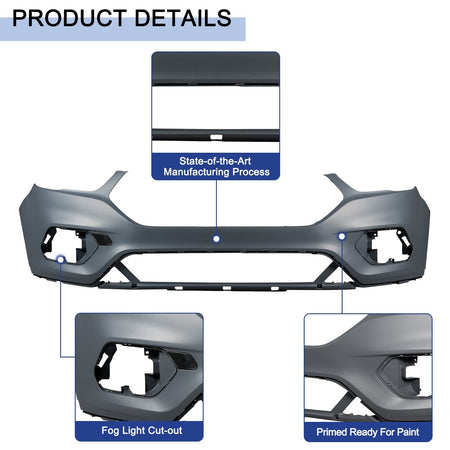 Front Bumper Cover Fit For Ford Escape 2017-2019 Primed Plastic Black Style NEW