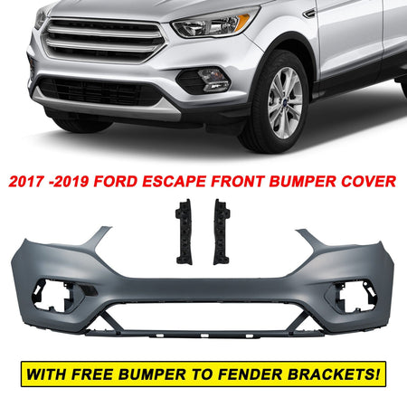 Front Bumper Cover Fit For Ford Escape 2017-2019 Primed Plastic Black Style NEW
