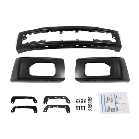 Front Bumper Face Bar Black Steel Fit For Ford F-150 2015-2017 w/Fog Light Hole