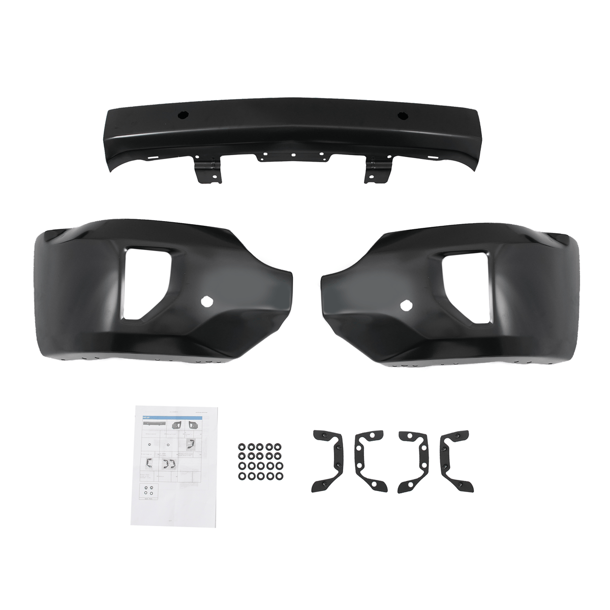 Front Bumper Face Bar Black W/ Sensor Hole Fit For Chevy Silverado 1500 16-18