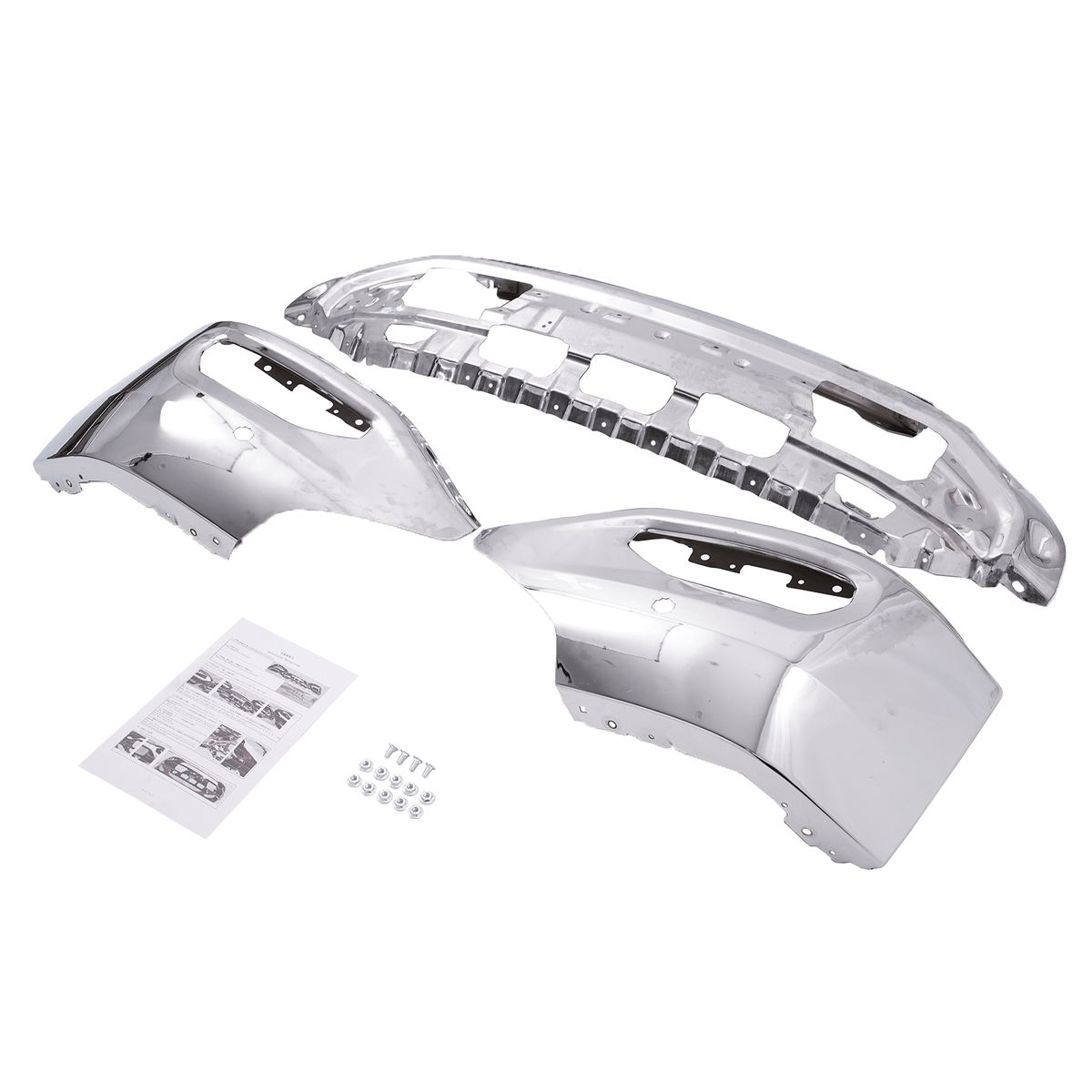 Front Bumper Fit For GMC Sierra 1500 2016-2018 Chrome With Fog Light Holes