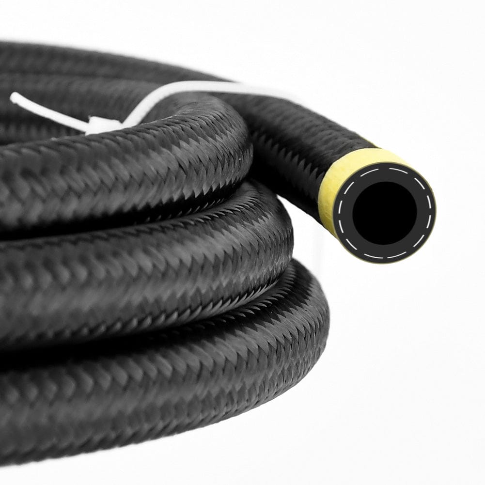6AN Fuel Line, AN6 Braided Fuel Hose Nylon CPE 20FT Black