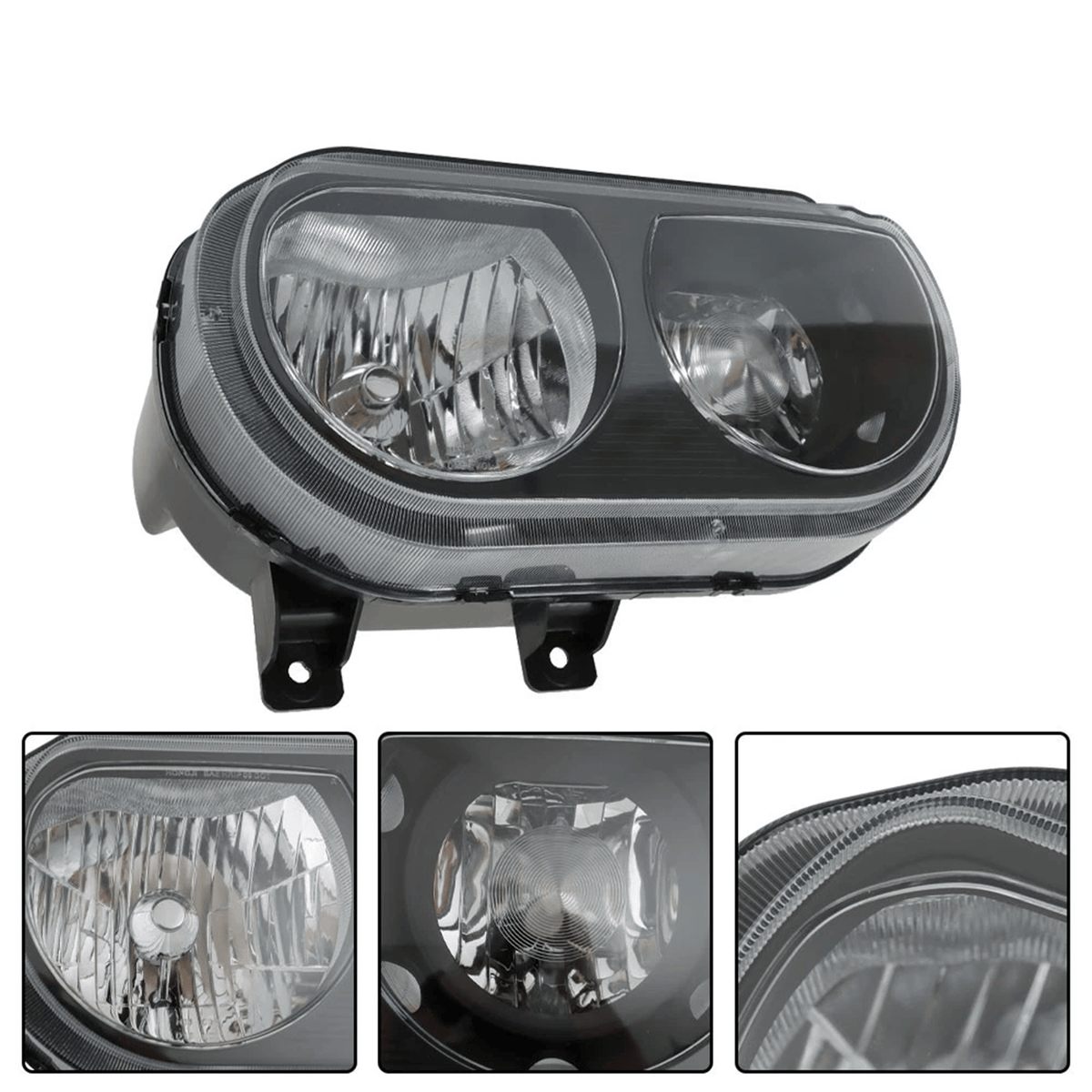 Headlight Assembly Lamp Black Left Right Side Fit For Dodge Challenger 2008-2014