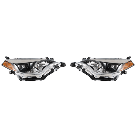 Headlight Assembly Set Fit For Toyota Corolla 2014-2016 Black Halogen