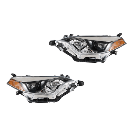 Headlight Assembly Set Fit For Toyota Corolla 2014-2016 Black Halogen