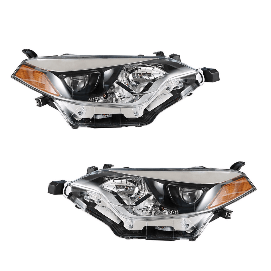 Headlight Assembly Set Fit For Toyota Corolla 2014-2016 Black Halogen