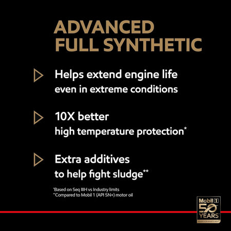 Mobil 1 Advanced Full Synthetic Motor Oil 10W-30, 5 Quart