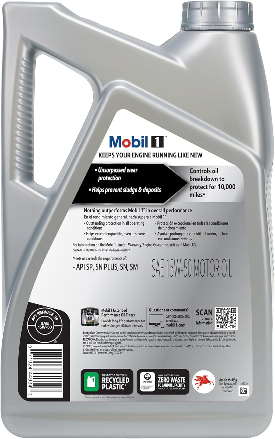 Mobil 1 Advanced Full Synthetic Motor Oil 15W-50, 5 Quart
