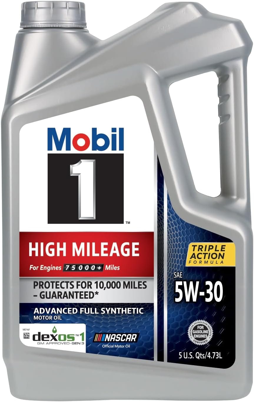 Mobil 1 High Mileage Full Synthetic Motor Oil 5W-30, 5 Quart