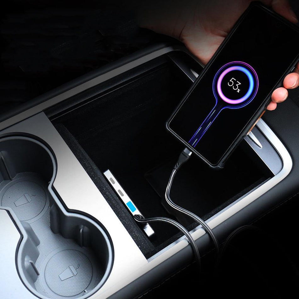 Model 3/ Y Inside 27W Phone Fast Charger 4 In 1 USB Hub Docking Station