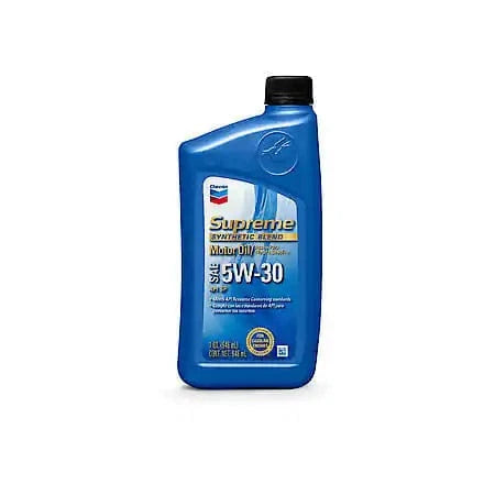 Chevron Supreme Synthetic Blend 5W-30 Motor Oil: Excellent Antiwear & Thermal Breakdown Protection, 1 Quart