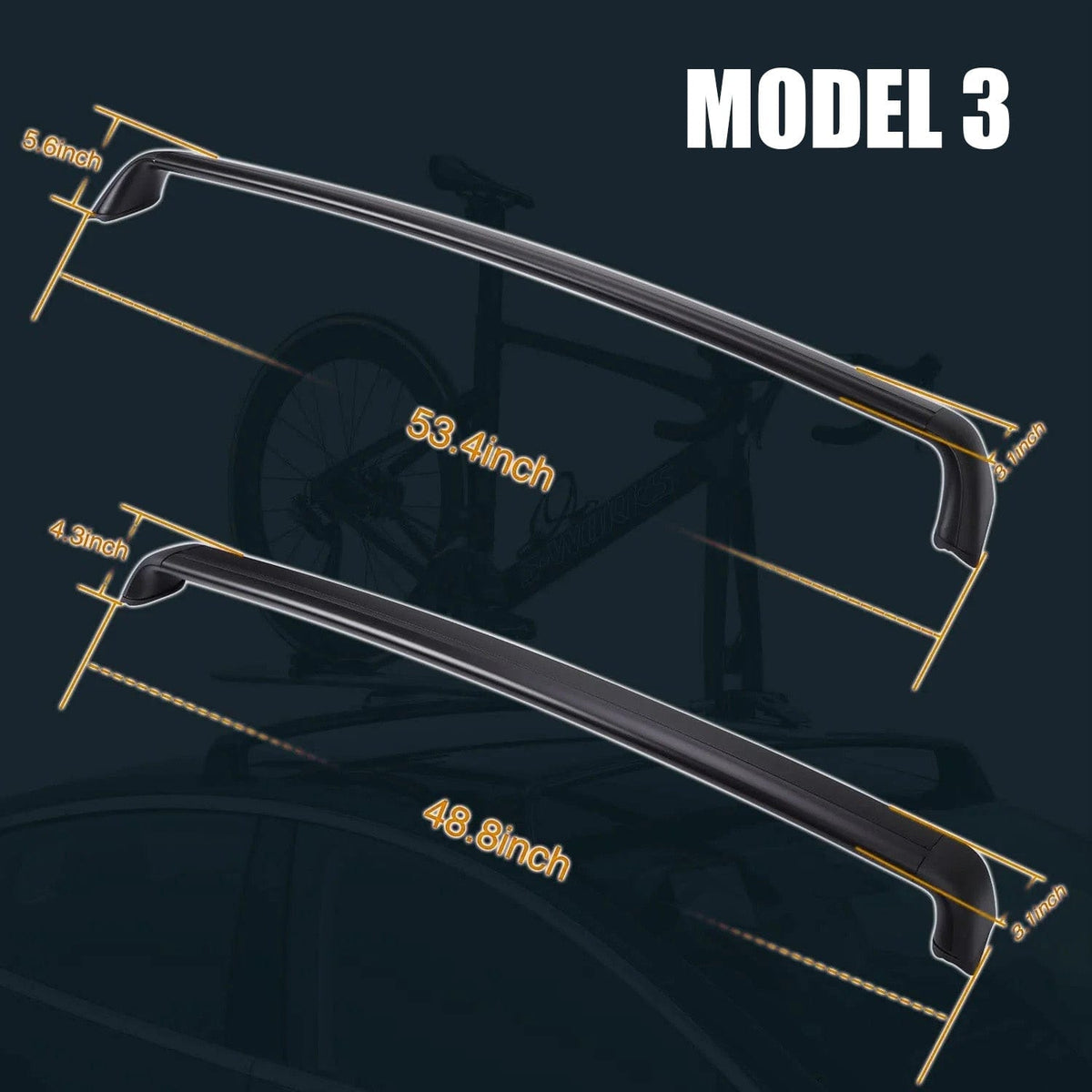 Model 3/Y/Highland 3 Lockable Roof Rack Aluminum Cargo Cross Bars (Set of 2)