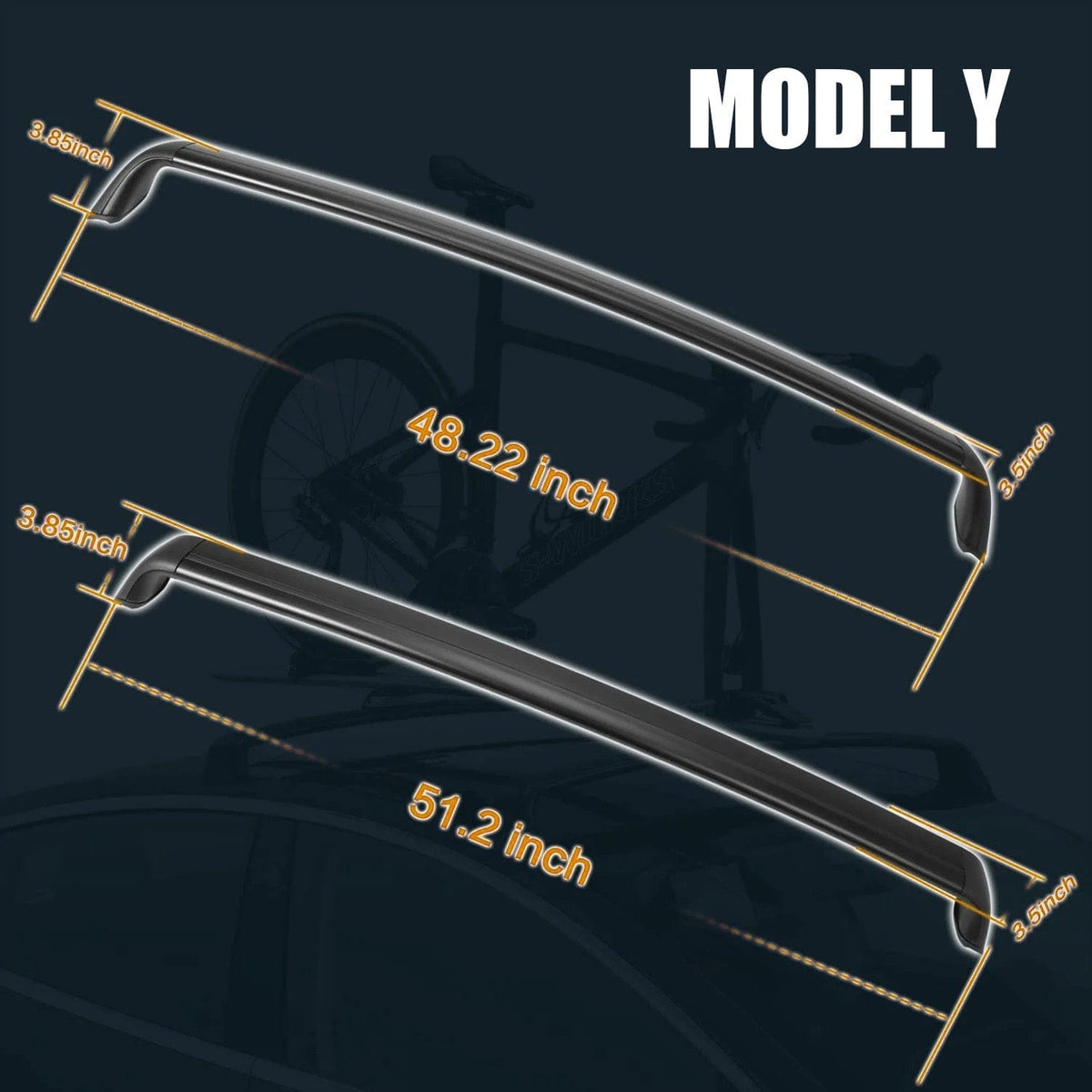 Model 3/Y/Highland 3 Lockable Roof Rack Aluminum Cargo Cross Bars (Set of 2)