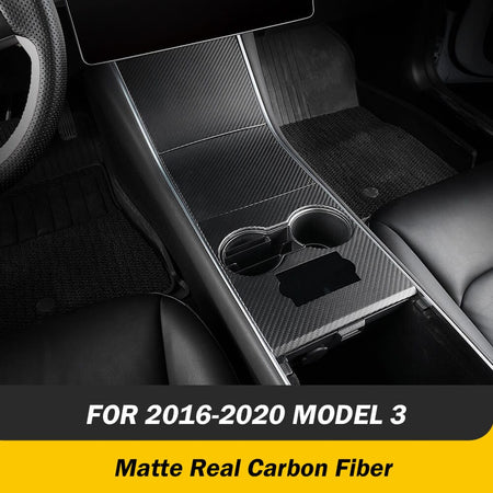 Matte Center Console Real Carbon Fiber For 2017-2024 Tesla Model 3/ Y