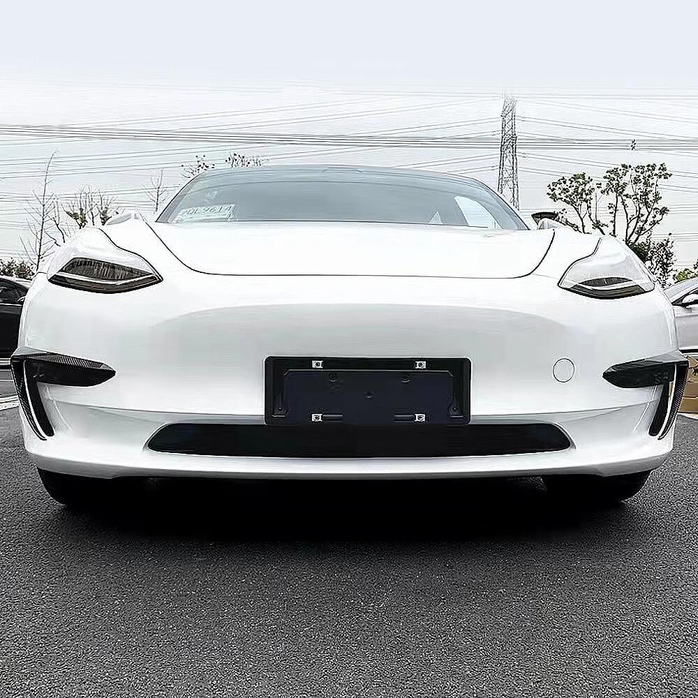 Real Carbon Fiber Front Foglight Trim Cover For Model 3