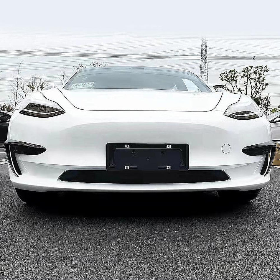 Real Carbon Fiber Front Foglight Trim Cover For Model 3