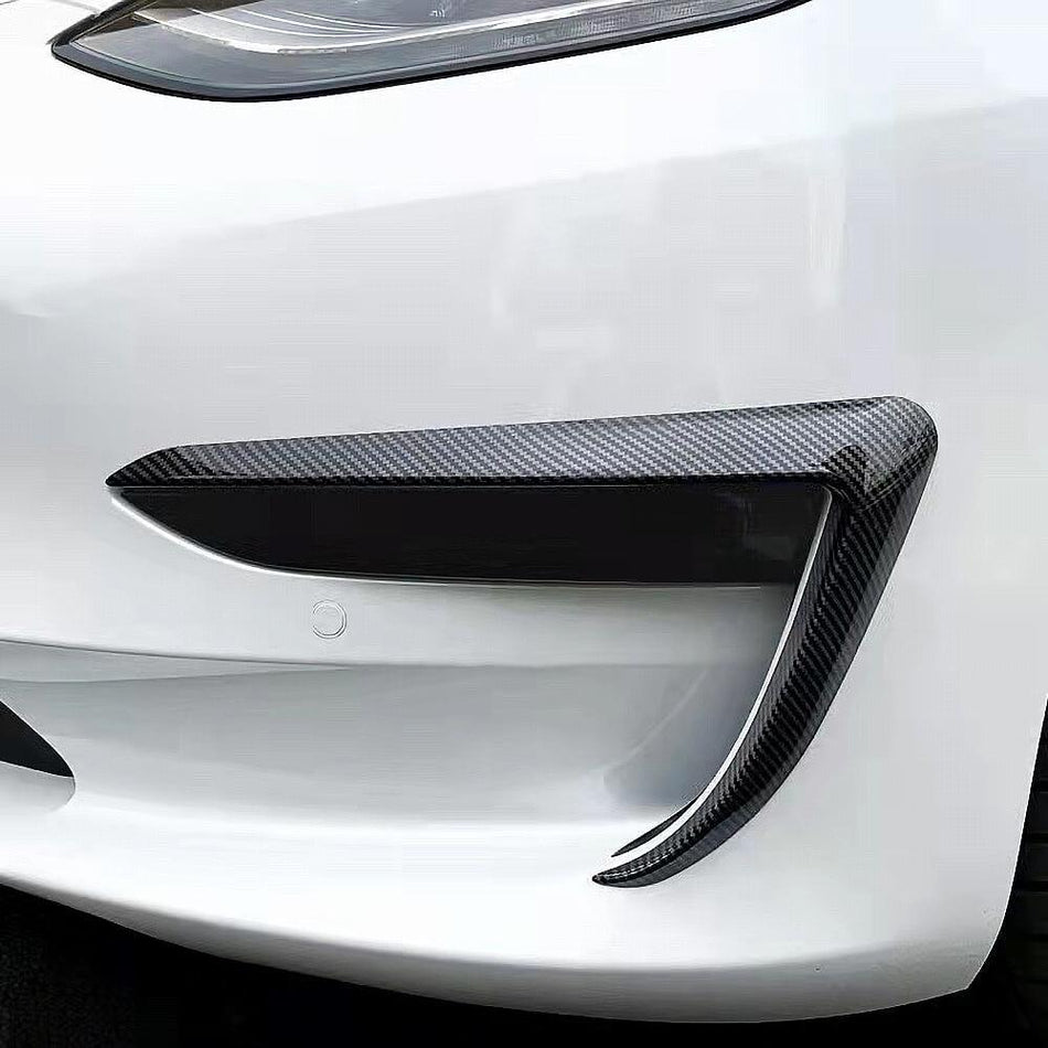 Real Carbon Fiber Front Foglight Trim Cover For Model 3