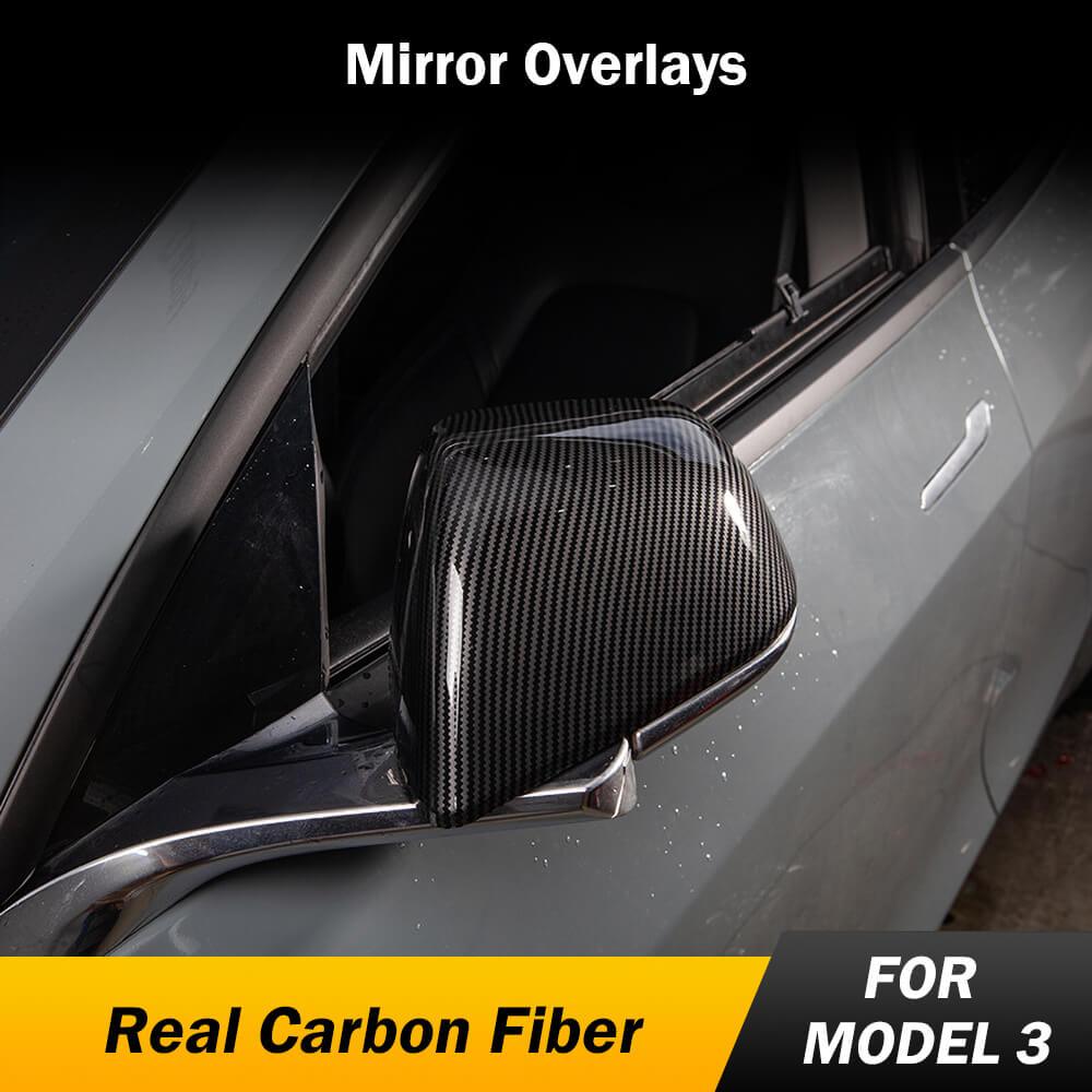 Real Carbon Fiber Mirror Overlays (1 pair) For Model 3 & Y Highland