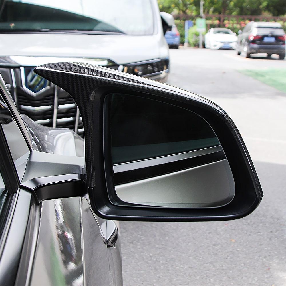 Real Carbon Fiber Rearview Mirror Cover Overlay For Model 3 & Y Highland Ox Horn Style